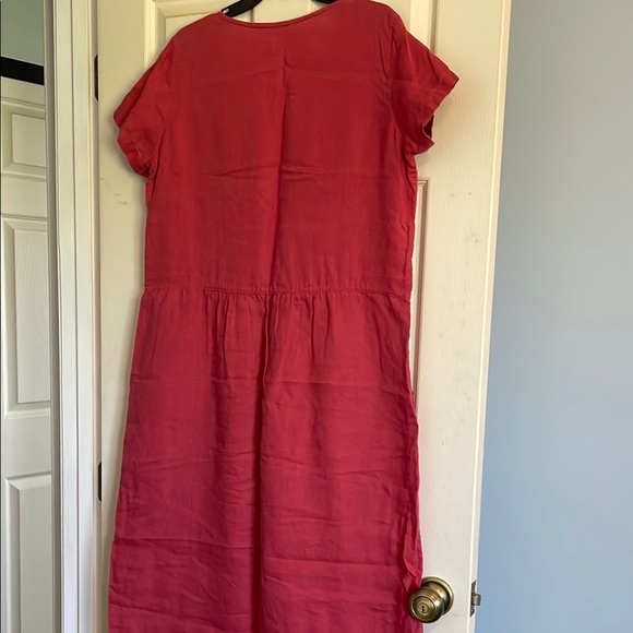 Linen Pink short sleeve Women's Dress size large with pockets - Picture 5 of 6